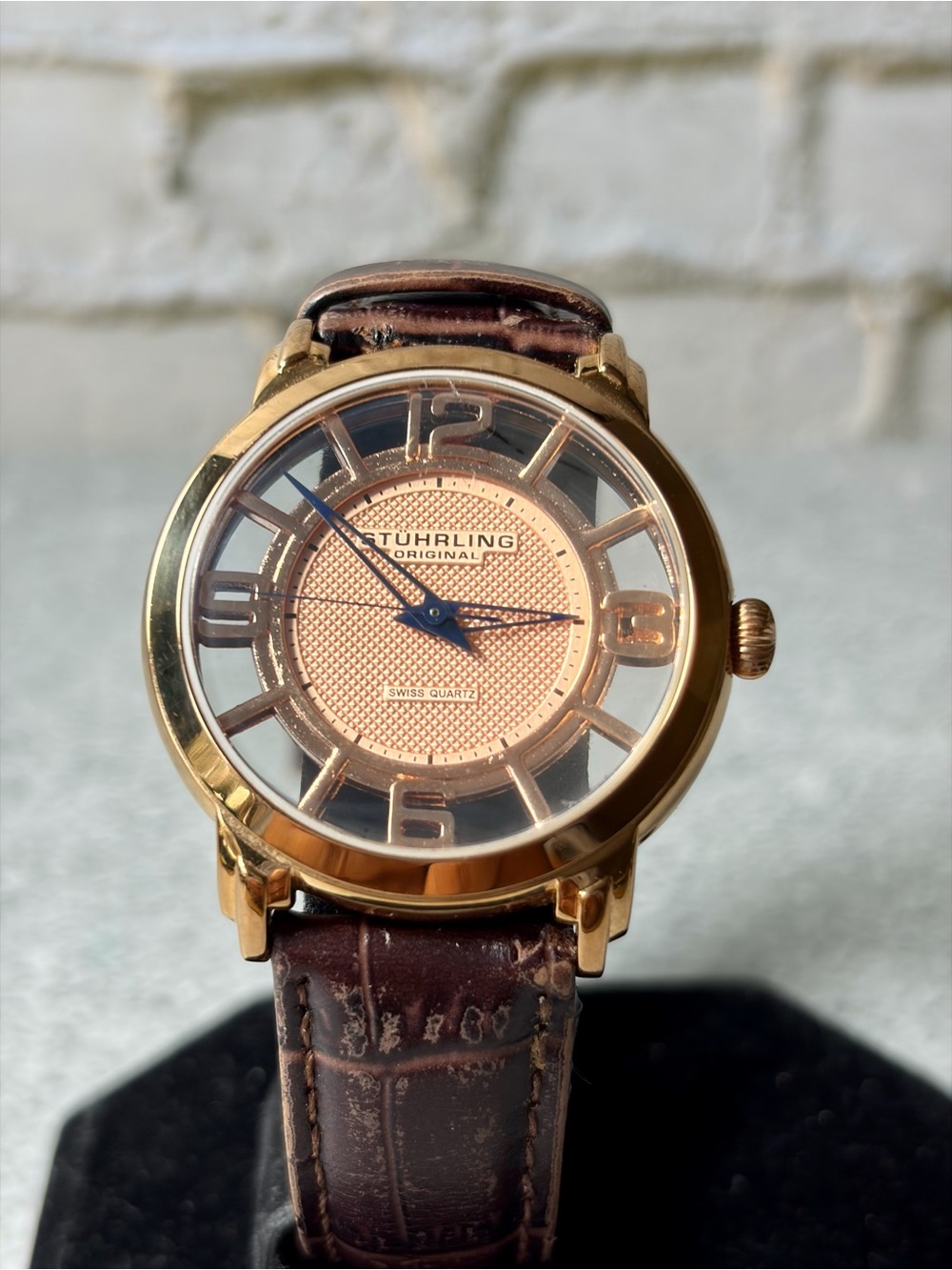 Stuhrling Original Swiss Quartz Watch Rose Gold Tone 36mm New Battery